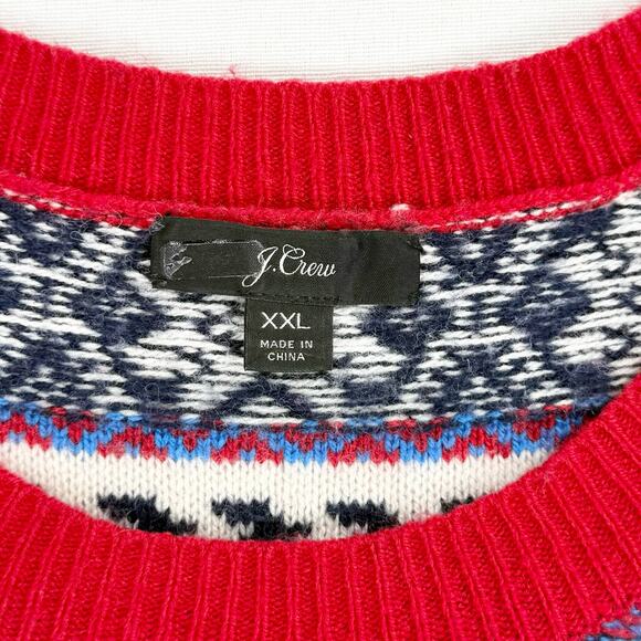 J Crew Women's Button Fair Isle Lambswool Blend Sweater XXL Red Navy - Picture 3 of 12